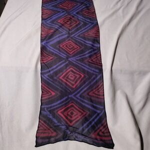 Stole Scarf Purple Red Black Geometric Approx. 12" x 61" - Imperfect Unbranded